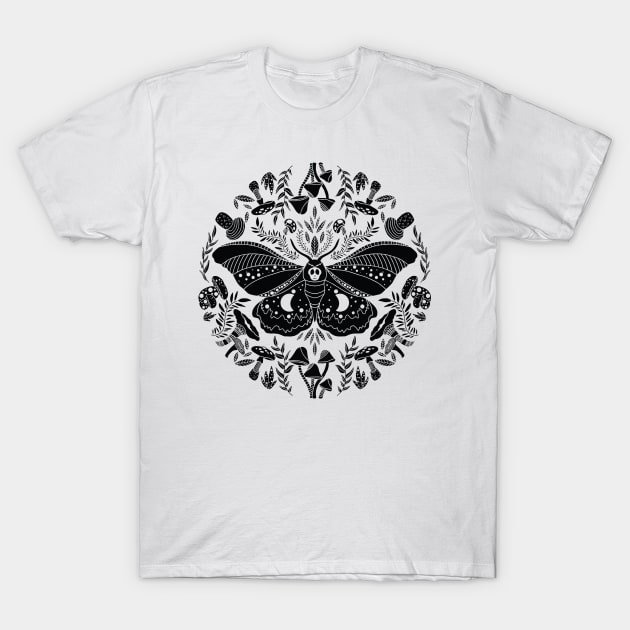 Moth surrounded by mushrooms T-Shirt by MasondeDesigns